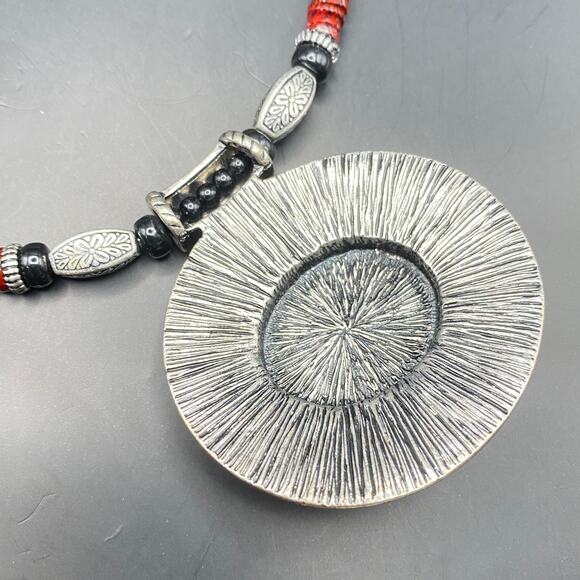 PREMIER DESIGNS Red Spice Boho Choker Statement Necklace Collar Silver Tone - Picture 6 of 7